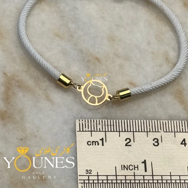 دستبند گربه دایره ای طلا لیزری